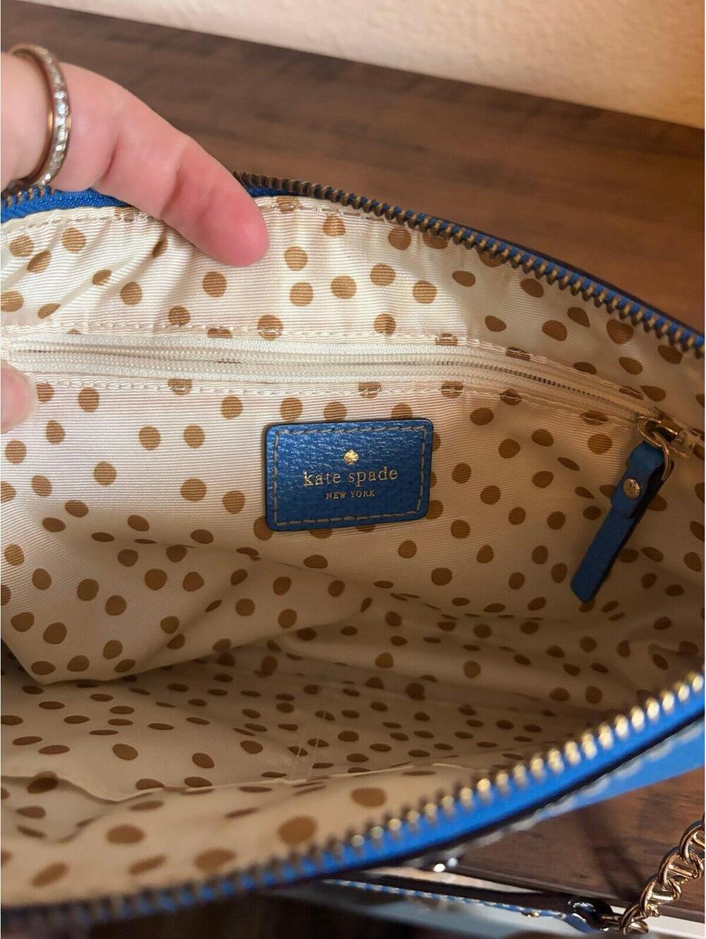 Kate Spade Wellesley Byrd Leather Purse Blue. Some normal wear on the bottom but - Picture 9 of 9